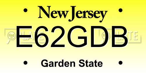 E62GDB New Jersey License Plate