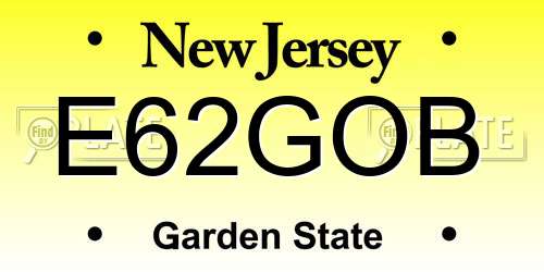 E62GOB New Jersey License Plate