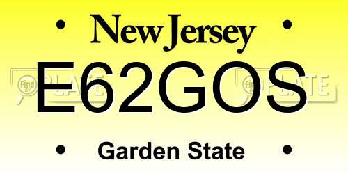 E62GOS New Jersey License Plate