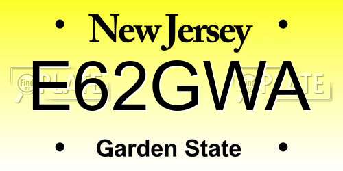 E62GWA New Jersey License Plate