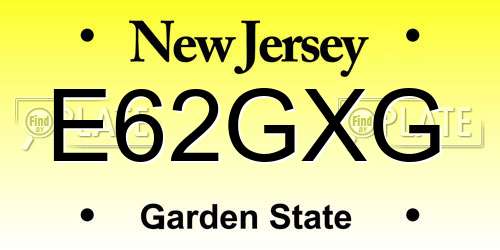 E62GXG New Jersey License Plate