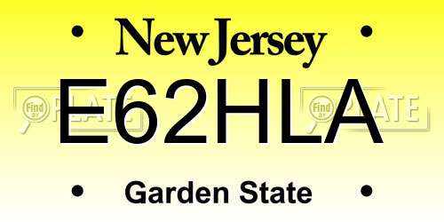 E62HLA New Jersey License Plate