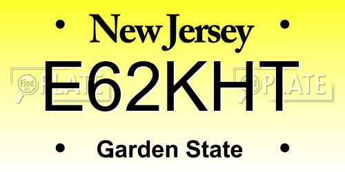 E62KHT New Jersey License Plate