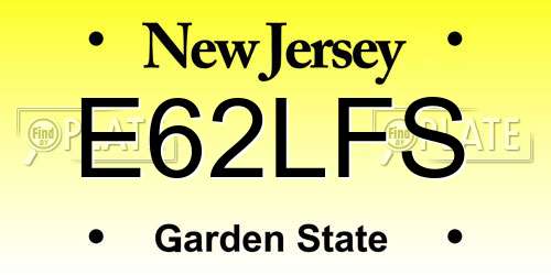 E62LFS New Jersey License Plate
