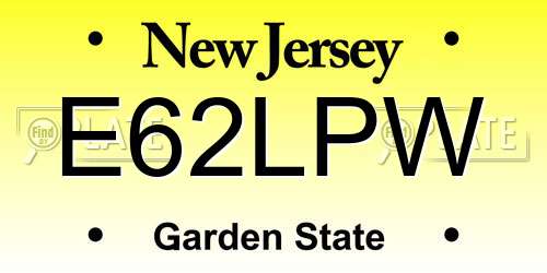E62LPW New Jersey License Plate