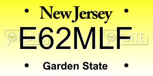 E62MLF New Jersey License Plate