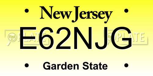 E62NJG New Jersey License Plate