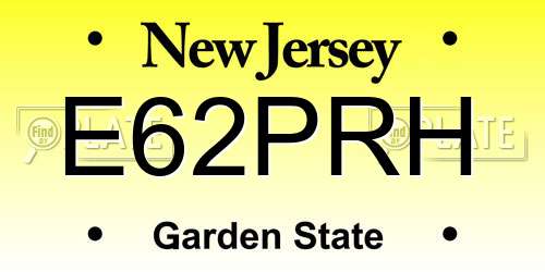 E62PRH New Jersey License Plate