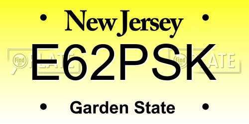 E62PSK New Jersey License Plate