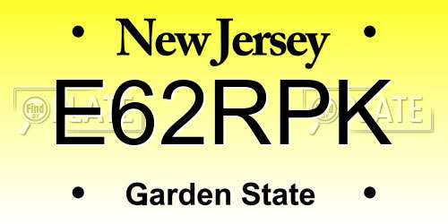 E62RPK New Jersey License Plate