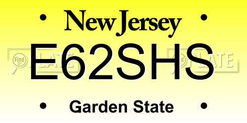 E62SHS New Jersey License Plate