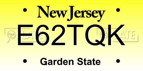 E62TQK New Jersey License Plate