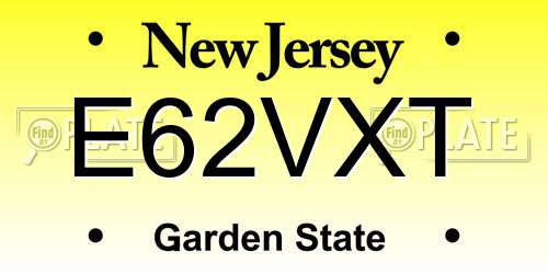 E62VXT New Jersey License Plate