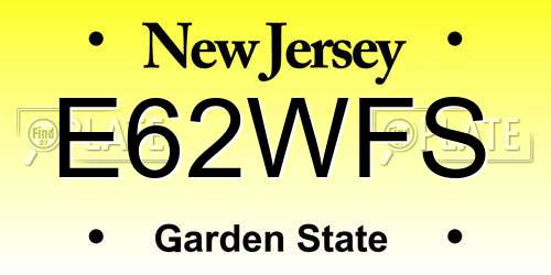 E62WFS New Jersey License Plate