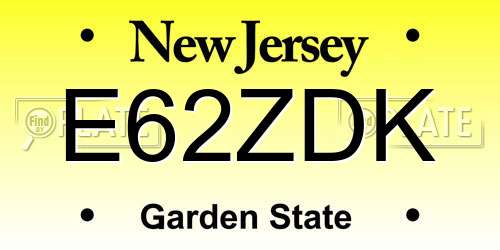 E62ZDK New Jersey License Plate