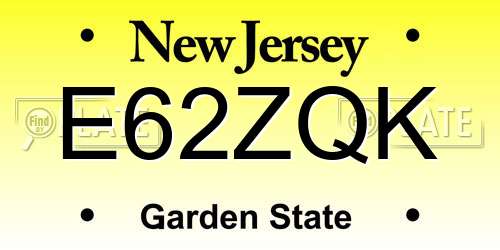 E62ZQK New Jersey License Plate