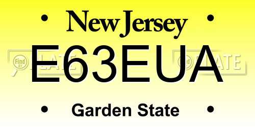 E63EUA New Jersey License Plate