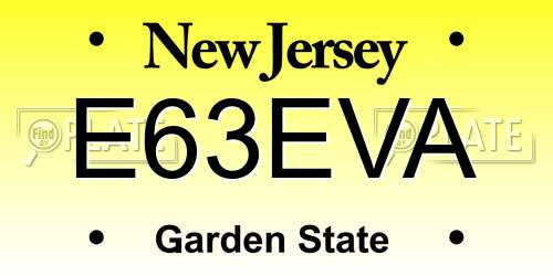 E63EVA New Jersey License Plate