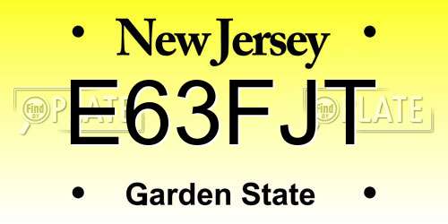 E63FJT New Jersey License Plate