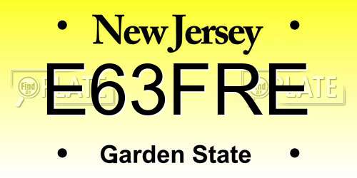 E63FRE New Jersey License Plate