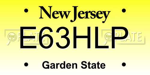 E63HLP New Jersey License Plate