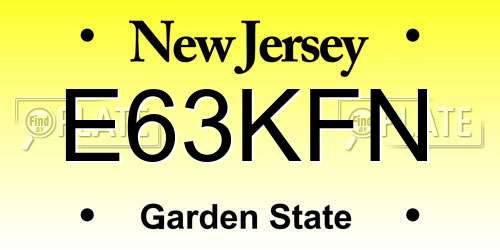 E63KFN New Jersey License Plate