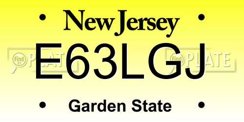 E63LGJ New Jersey License Plate