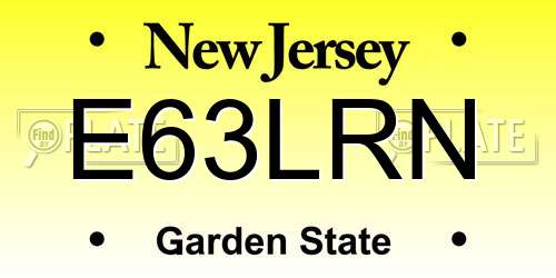 E63LRN New Jersey License Plate