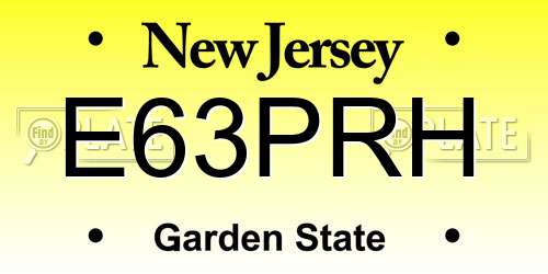 E63PRH New Jersey License Plate