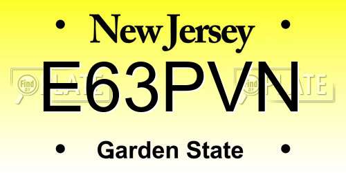 E63PVN New Jersey License Plate