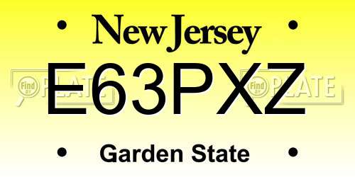 E63PXZ New Jersey License Plate