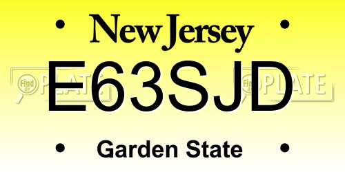 E63SJD New Jersey License Plate