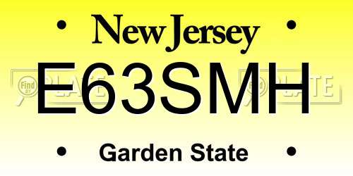 E63SMH New Jersey License Plate