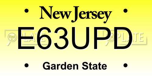 E63UPD New Jersey License Plate