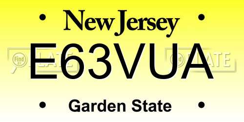 E63VUA New Jersey License Plate