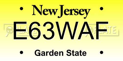 E63WAF New Jersey License Plate