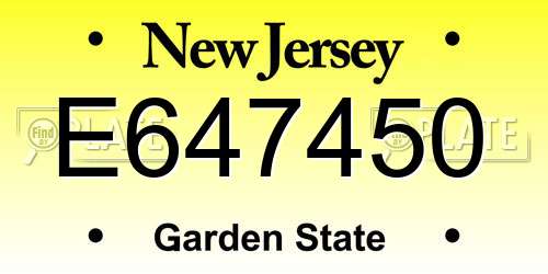 E647450 New Jersey License Plate