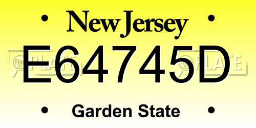 E64745D New Jersey License Plate