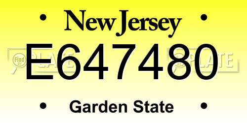 E647480 New Jersey License Plate