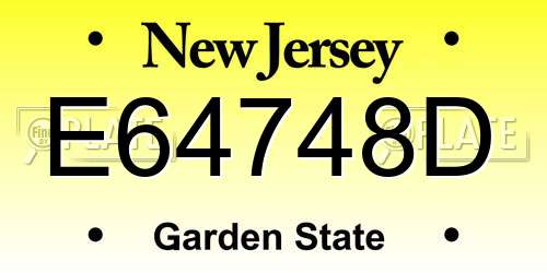 E64748D New Jersey License Plate