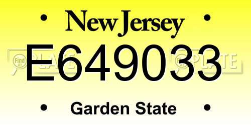 E649033 New Jersey License Plate