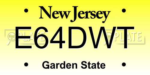 E64DWT New Jersey License Plate