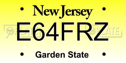 E64FRZ New Jersey License Plate