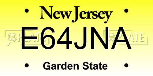 E64JNA New Jersey License Plate
