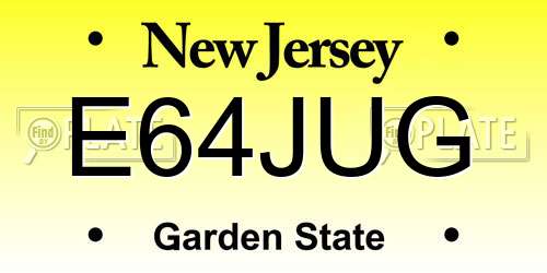 E64JUG New Jersey License Plate