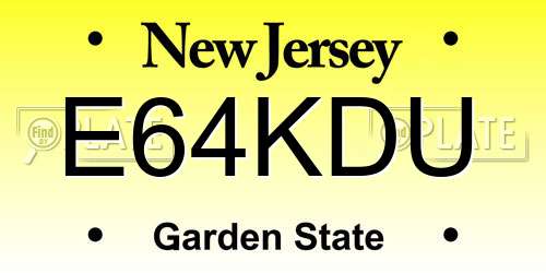 E64KDU New Jersey License Plate