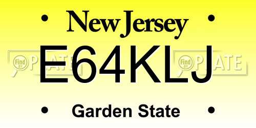 E64KLJ New Jersey License Plate