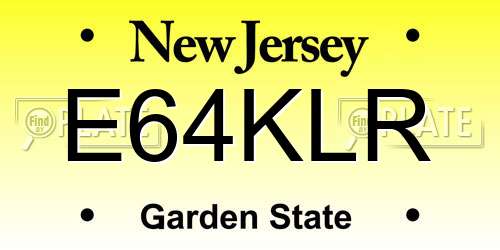 E64KLR New Jersey License Plate