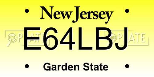 E64LBJ New Jersey License Plate