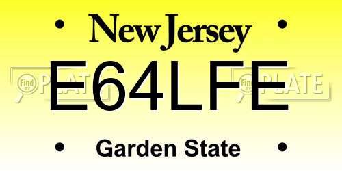 E64LFE New Jersey License Plate